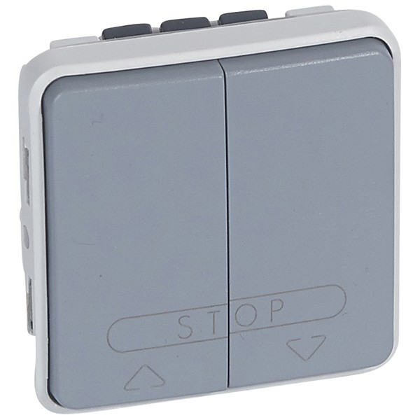 Двухклавишный кнопочный выключатель для систем с электронным блоком управления - Программа Plexo - серый