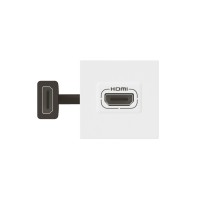 Розетка HDMI - Mosaic - 2 модуля - со шнуром - белый