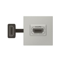 Розетка HDMI - Mosaic - 2 модуля - со шнуром - алюминий